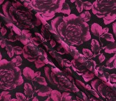 Jacquard cloqué floral fuxia