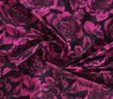 Jacquard cloqué floral fuxia