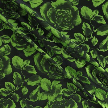 Green jacquard cloqué floral