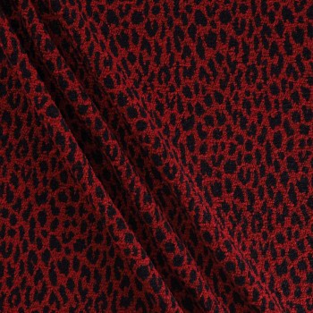 Red navy bouclé wool jacquard