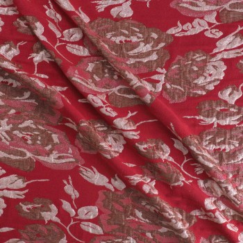 Red jacquard flowers lamé