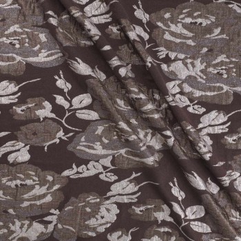 Jacquard flores lamé marron