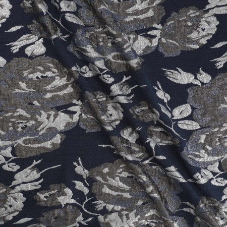 Jacquard flores lamé marino
