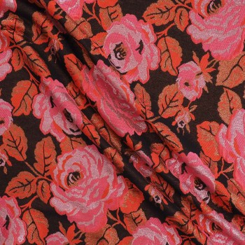 Red jacquard flowers lamé