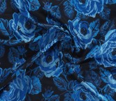 Jacquard flores lamé azul