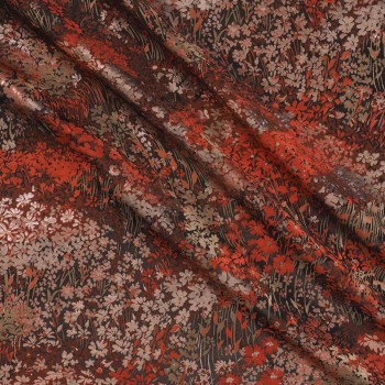 Red jacquard floral lamé
