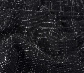 Jacquard cuadros pailletes negro plata