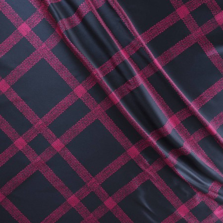Fuxia checked mikado jacquard