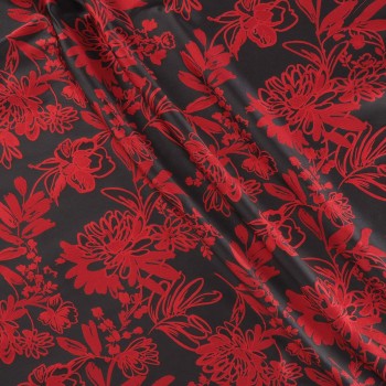 Red jacquard flower mikado