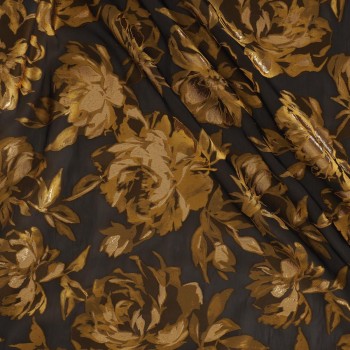 Gold floral jacquard fil coupé