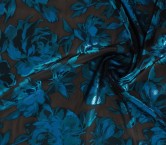 Jacquard floral fil coupé turquesa