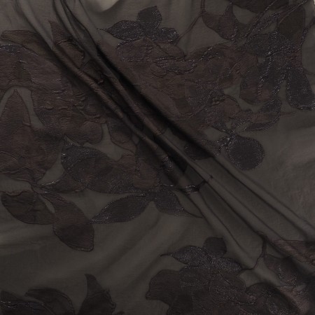 Jacq. floral fil coupé marron
