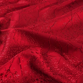 Jacquard lamé rojo