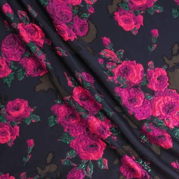 Jacquard lamé fuxia marino