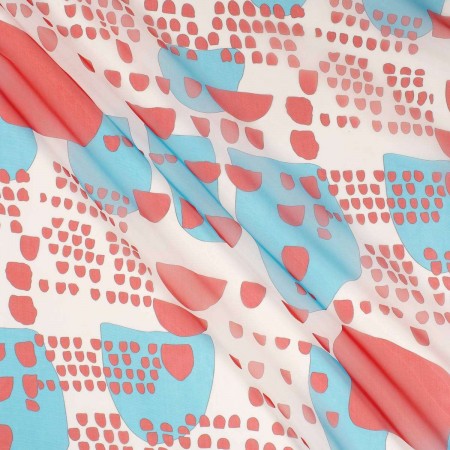 Organza estampada azul rojo