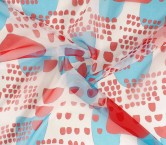 Organza estampada azul rojo
