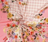 SatÉn crespo estampado flor rosa pano 140cm