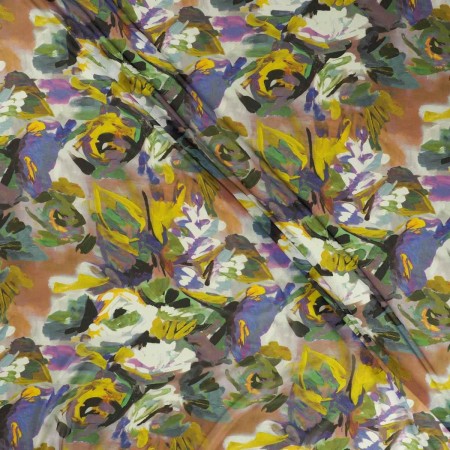 Georgette estampado flor azul violeta