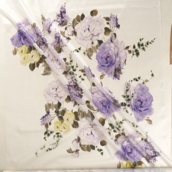 White beige flower print e0170 170cm