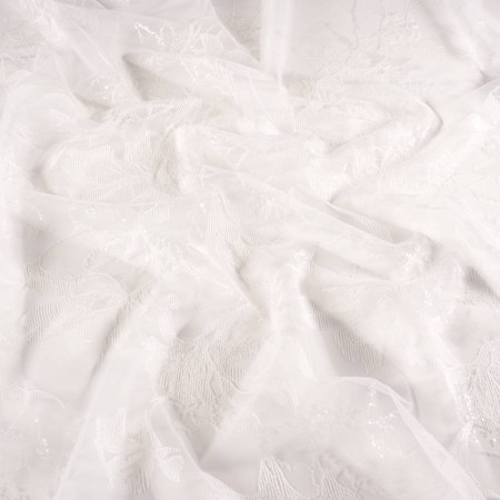 Bordado floral abstracto blanco