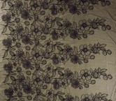 Black micro tulle floral embroidery