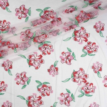 Tul borado rosas rosa