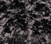Tul bordado floral 3d negro