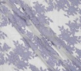 Lilac floral cotton embroidered tulle