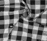 Lentejuelas macro vichy stretch blanco negro