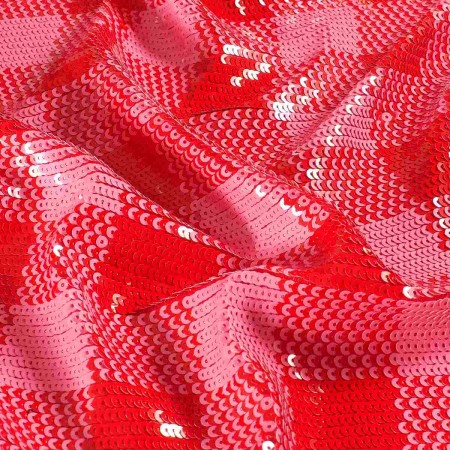 Lentejuelas macro vichy stretch rosa rojo