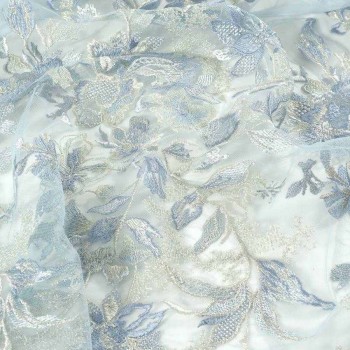 Blue delicate florar edge tulle