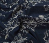 Navy embroidered flower linen