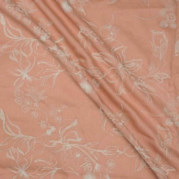 Pink embroidered flower linen