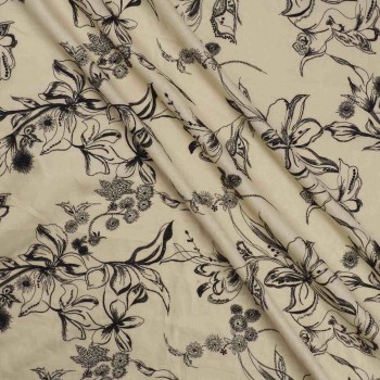Ivory embroidered flower linen