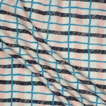 Lino bordado geometrico ivory