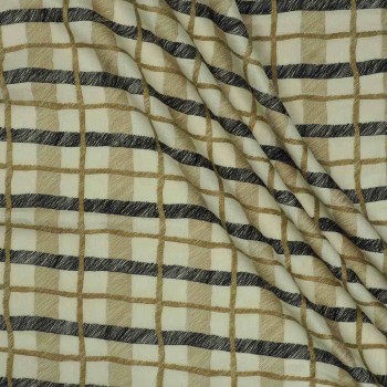 Lino bordado geometrico beige