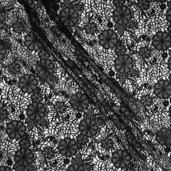 Guipur floral textura negro