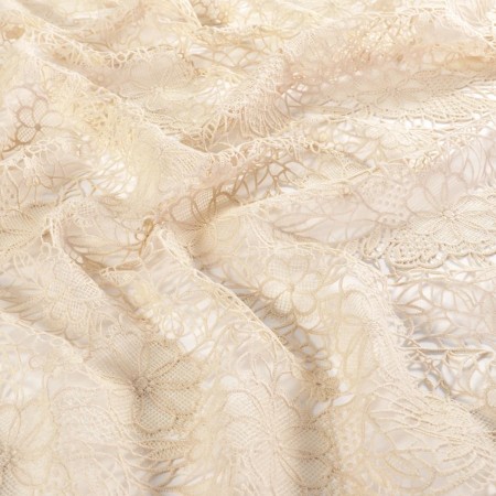 Beige floral guipure textured