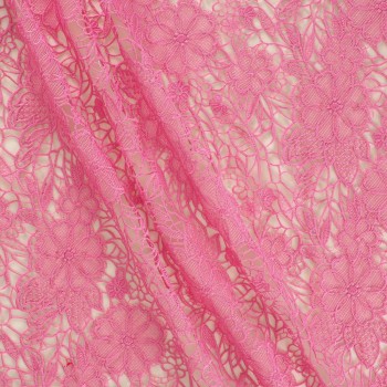 Pink floral guipure textured