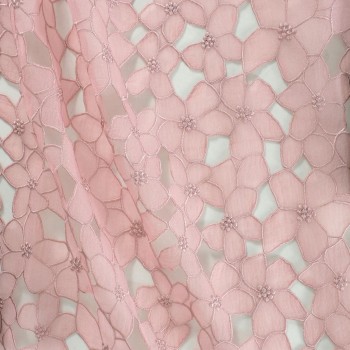 Laser flores organza rosa