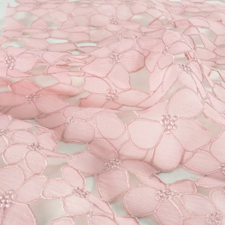 Laser flores organza rosa