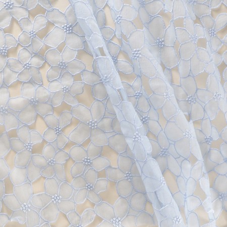 Laser flores organza azul claro