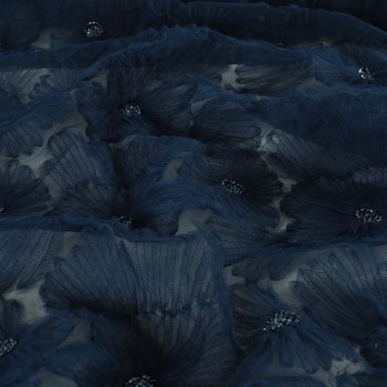 Navy macro tulle flowers