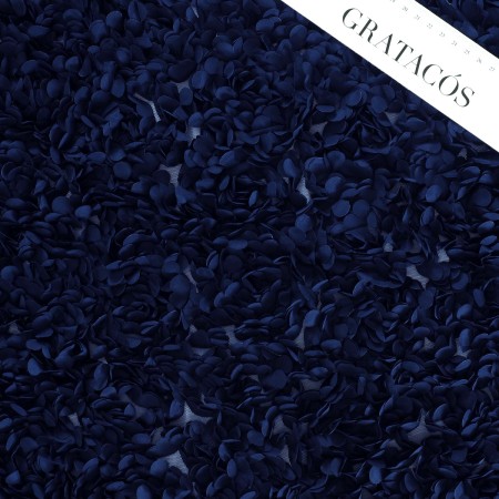 Petalos bordados 3d azul cobalto