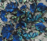 Blue embroidered floral sketch