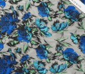 Blue embroidered floral sketch