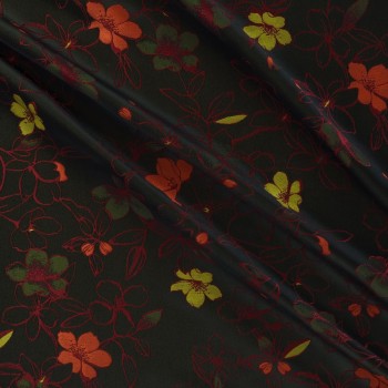 Red brown jacquard floral