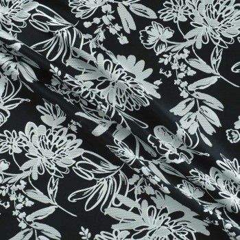 Jacquard mikado flor blanco negro