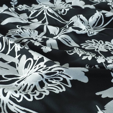 Jacquard mikado flor blanco negro