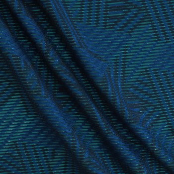 Blue geometric jacquard lame